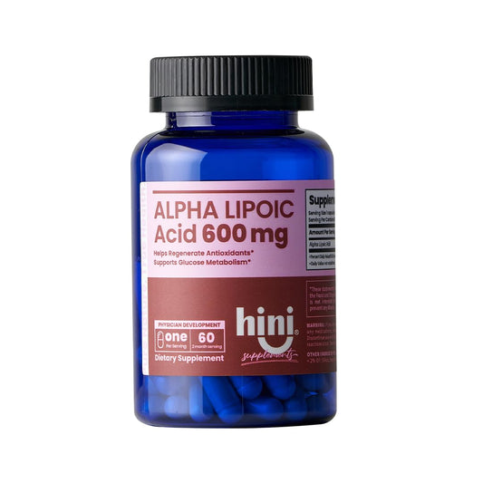 HINI Alpha Lipoic Acid 600 mg, Extra Strength ALA Antioxidant Support Supplement, High Potency Daily Wellness Formula, Easy-to-Swallow, 60 Capsules, 2-Month Supply for Men & Women